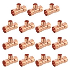 15Pcs 3/4" x 1/2" x 3/4" Copper Reducing Tee Pressure Pipe Fitting Connectors