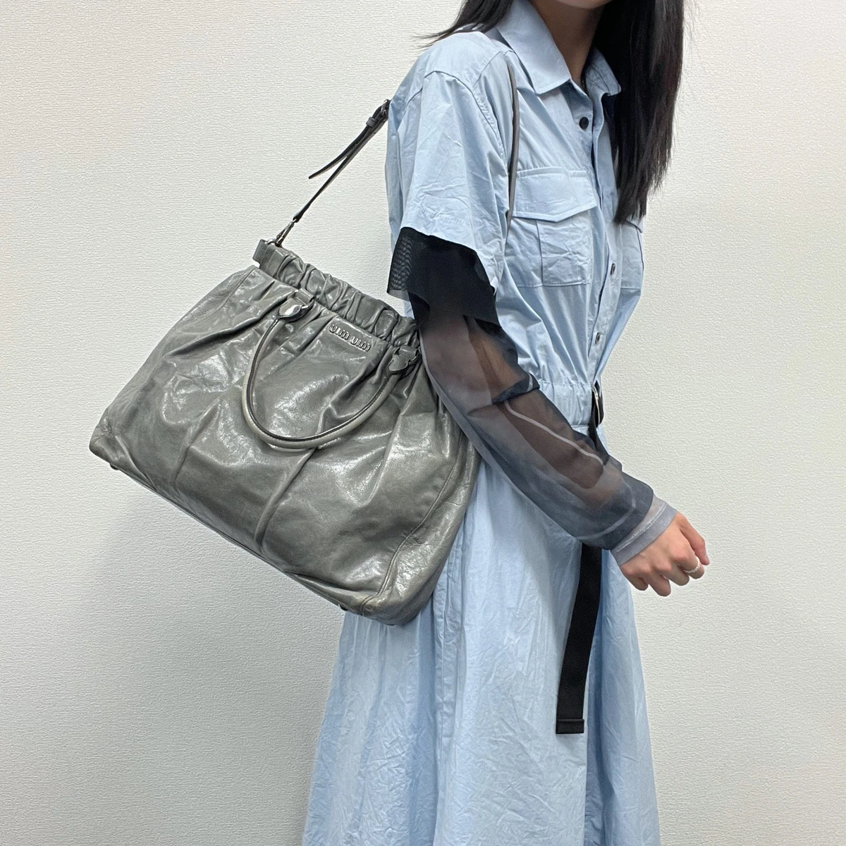 Gray Miu Miu Leather Exterior Bags & Handbags for Women for sale