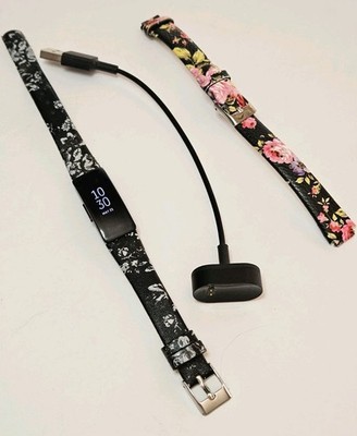 Fitbit Inspire 2 Tracker Black with Leather Band, Extra Flowered Band & Charger
