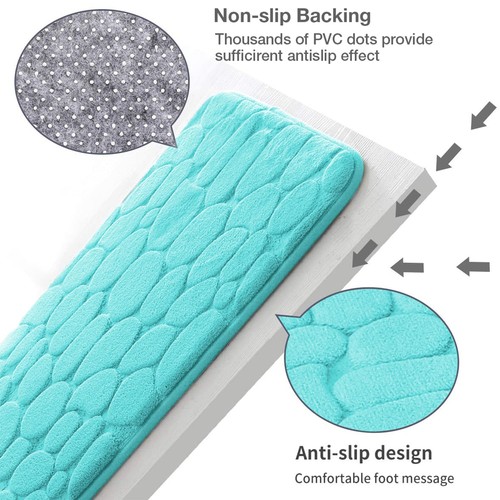 Memory Foam Runner Rug, Cobblestone Bathroom Runner Rugs Super Water Absorben... - Picture 2 of 6