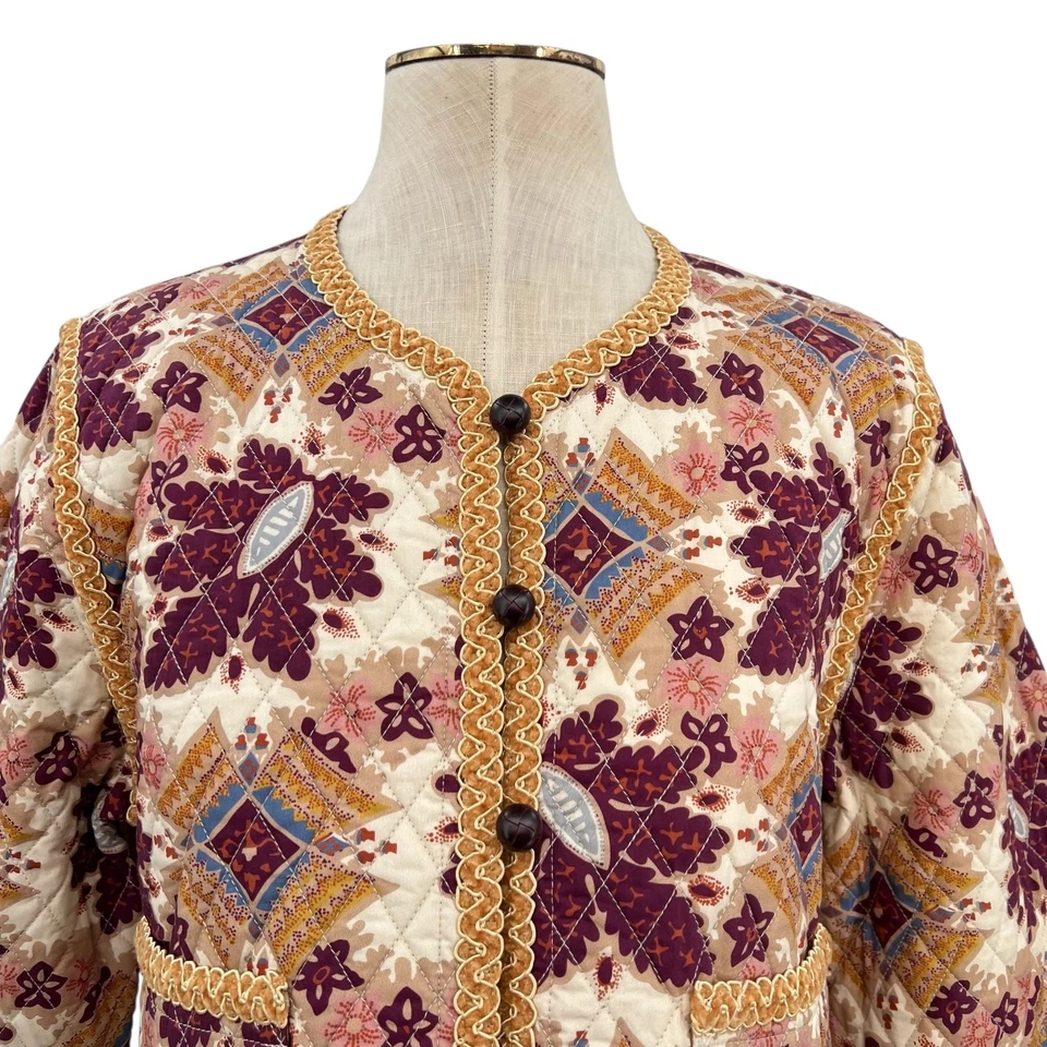 Cara Cara Marissa стеганая куртка ретро цветочный горлица печати размер средний - Изображение 3 из 4