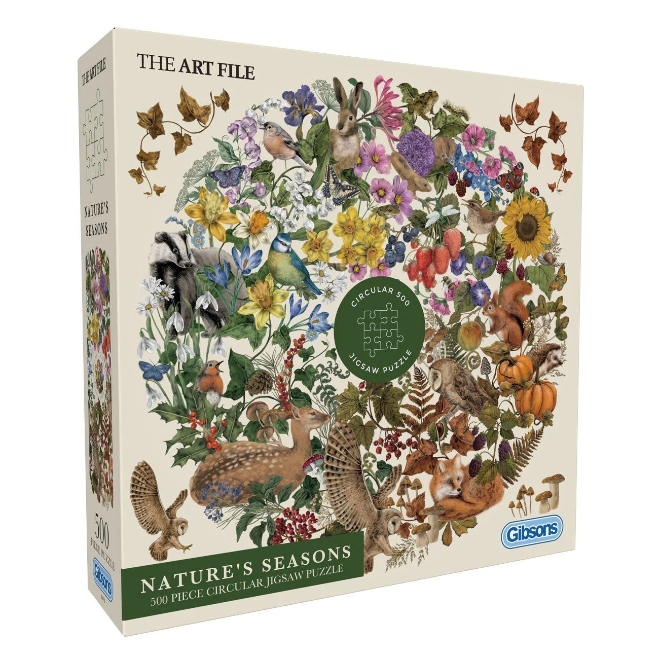 Gibsons Nature's Seasons 500 Piece Circular Jigsaw Puzzle The Art File UK