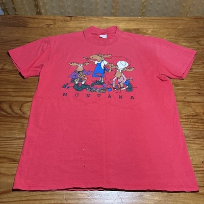 Vintage 80s Montana Moose Hunting Graphic Single Stitch Shirt  XL USA Stedman