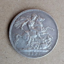 1892 Victoria Silver Crown Coin in Excellent Condition
