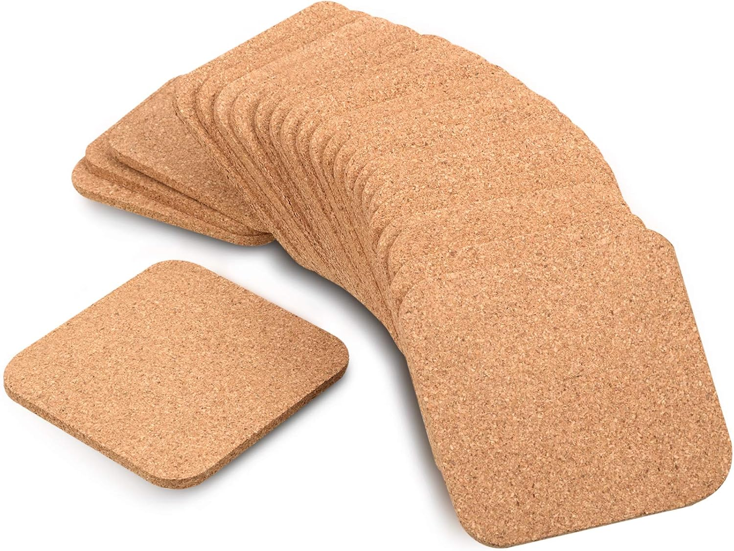 24-Pack 5mm Thick Square Cork Coasters for Drinks, Absorbent and Durable Beverage Coaster Set for Home, Office, or Party Use