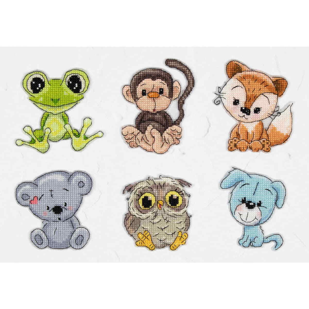 Luca-S counted cross stitch kit ""Ornaments Friends I Set of 6 pcs"", a ca. 8x9cm,