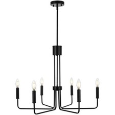 Black Farmhouse Chandeliers Light Fixture, Modern Metal Dining Room Light