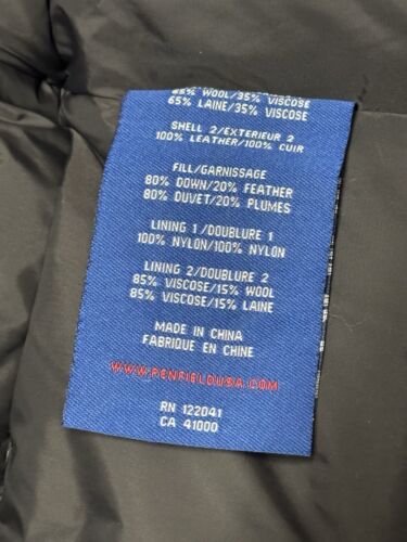 Penfield Wool Leather Goose Down Puffer Vest Men Small Fill Zip Snap Outdoor - Picture 5 of 8