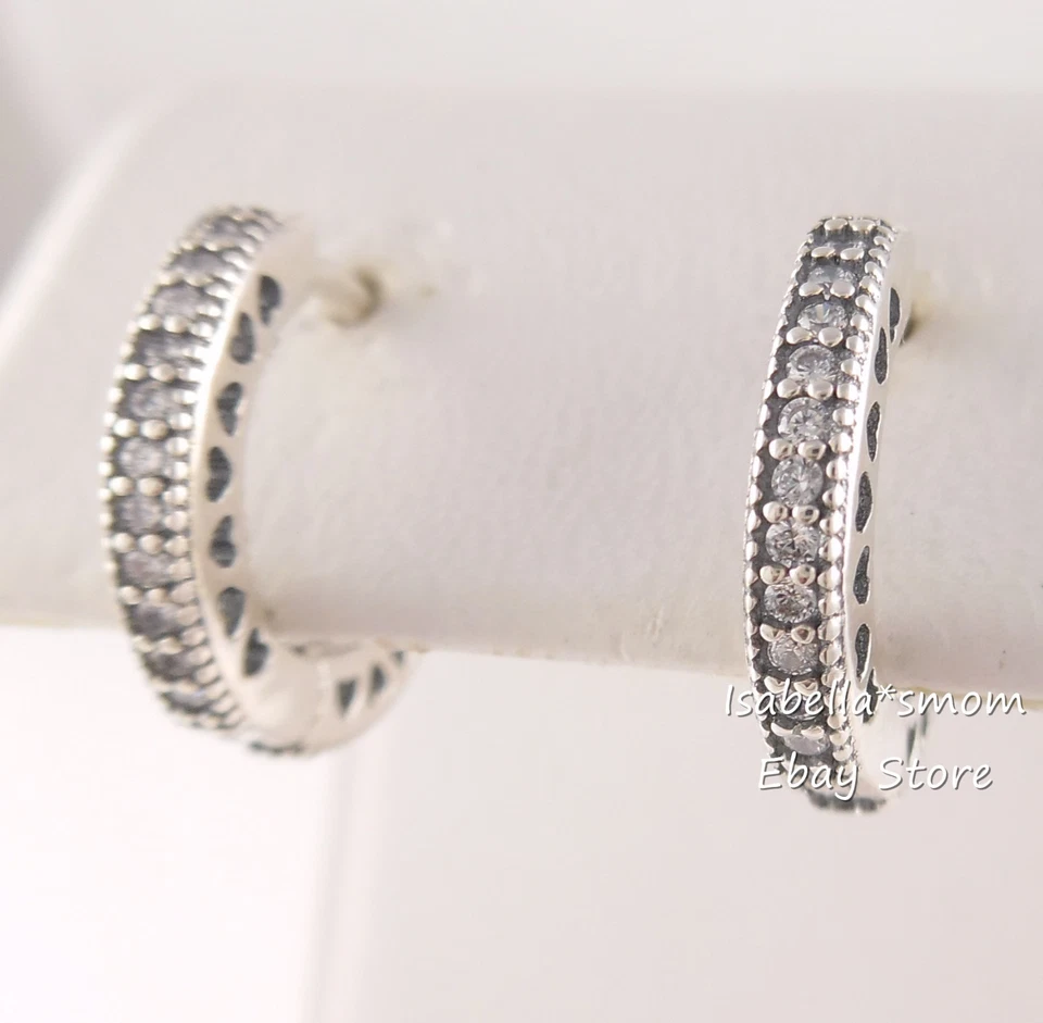 Autentico Cuori Di PANDORA Argento Orecchini a Cerchio 296317CZ Nuovo Scegliere - Immagine 3 di 4