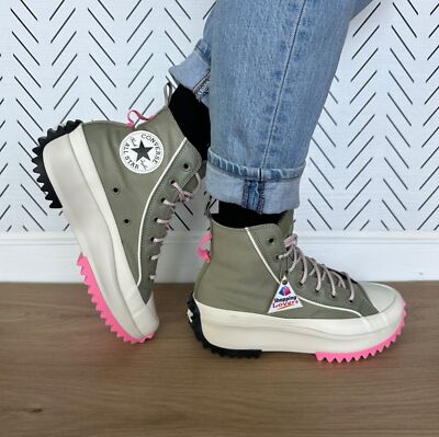  Converse Run Star Hike Hi Women's Shoes Sz 6 Top Sneakers Olive Pink A09223C 