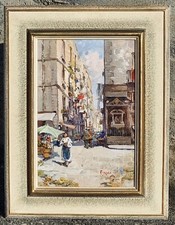 Franza ? ( Francesco Vassetti ? ) Vicolo di Napoli con mercato, olio su  tela 