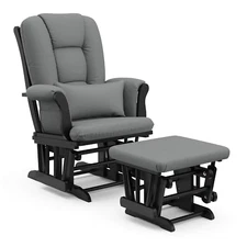 Tuscany Custom Glider and Ottoman with Free Lumbar Pillow (Black/Grey) - Cleanab