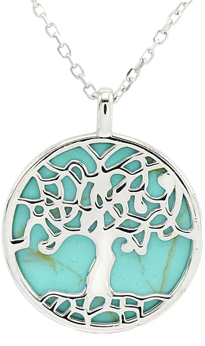 Chapado en Oro Blanco Turquesa belleza Moda Collares y Colgantes