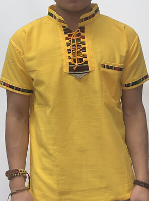 CAMISA TIPICA GUATEMALTECA COLOR AMARILLO