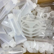 125 Empty Lip Gloss Tube Containers with Caps Applicators and Funnels 3.3 inch
