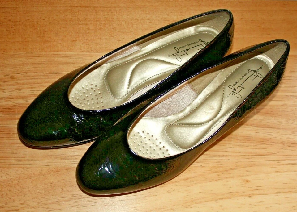 Cuña de charol cocodrilo negro estilo suave Angel II, para mujer talla 8M con caja Foto 3 de 4