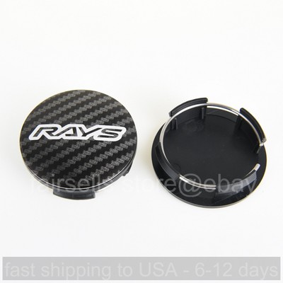 4 x 57 mm for RAYS VOLK Carbon Fiber Logo Badge Alloy Wheel Center  Rim Hub Caps