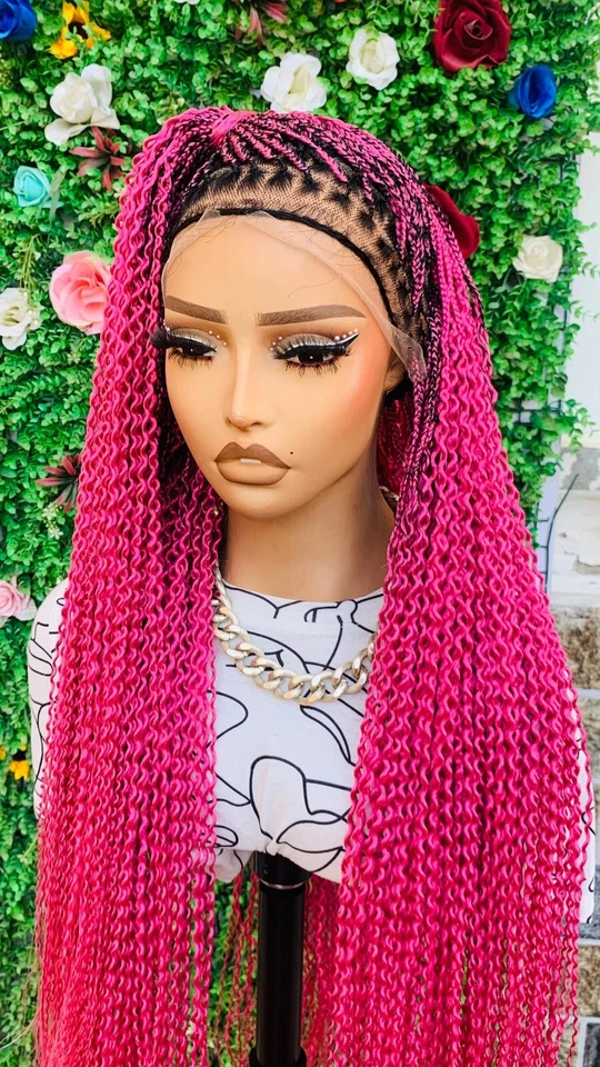 PELUCA TRENZADA SANDÍA SIN NUDOS EN 13*6 CIERRE DE ENCAJE 38" Foto 4 de 4