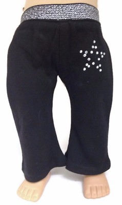 Black Yoga Pants with Rhinestones Clothes for 18 inch Girl Dolls