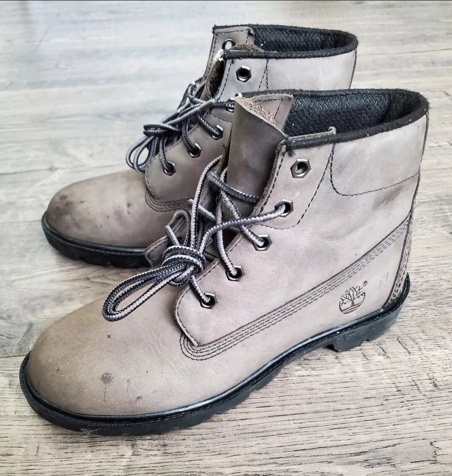 Timberland Nubuck Leather Boots Premium Waterproof Big Kids 4.5 M Gray (Women 6) - Image 3 of 4