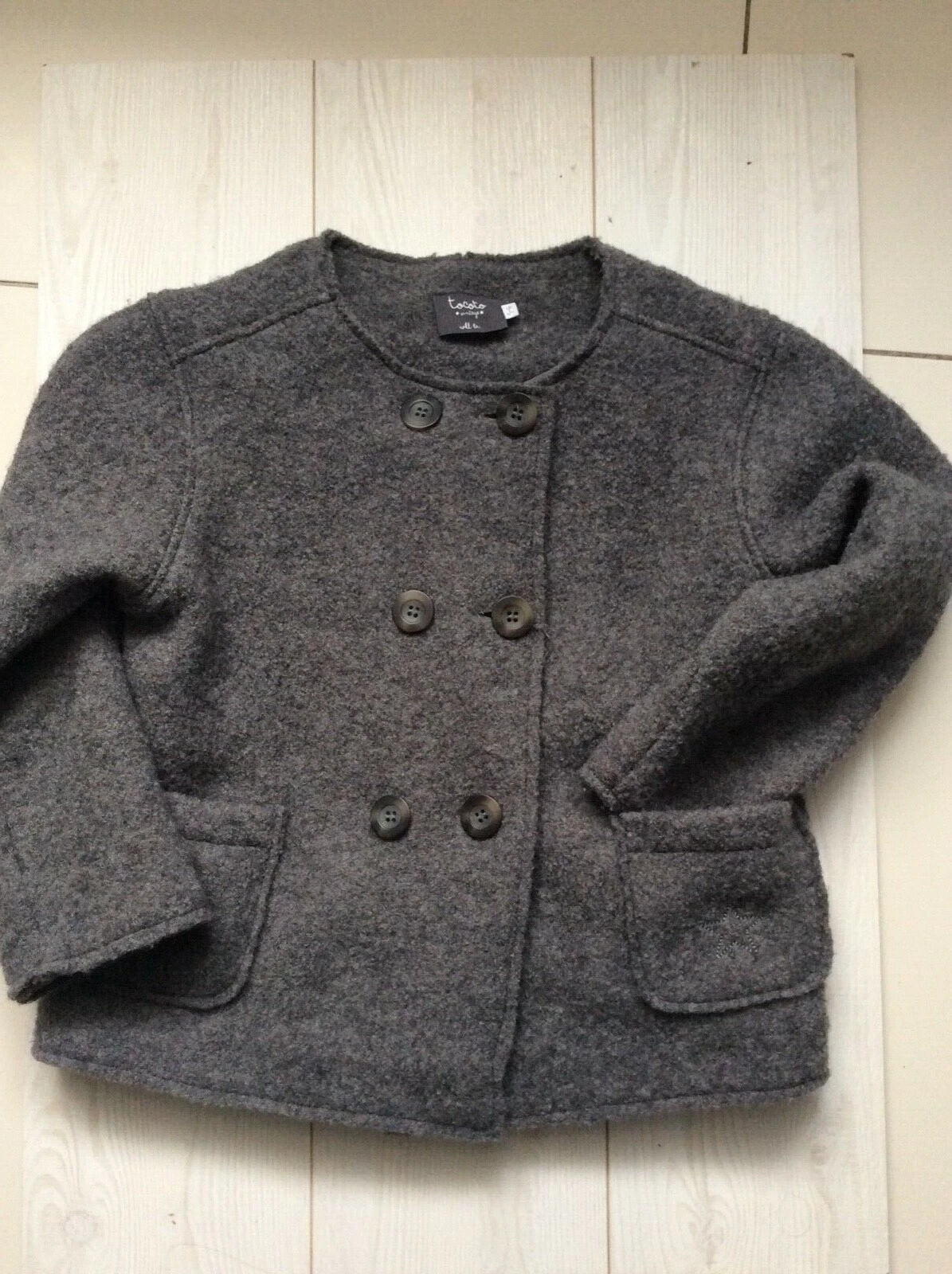 Tocoto Vintage Boiled Wool Cotton Lined UNISEX Kids Coat, Jacket . Size 5-6