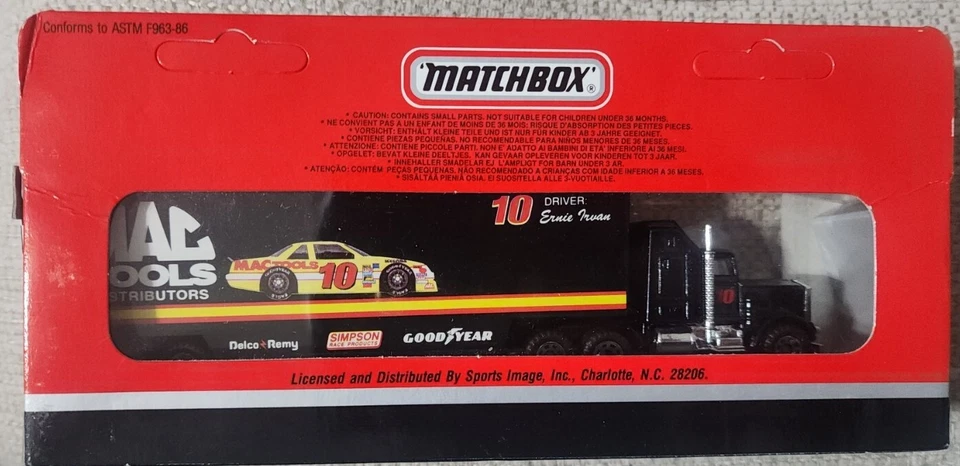 Matchbox NASCAR 1991 Ernie Irvan #10 Mac Tools Super Star Transporter  - Image 2 of 2