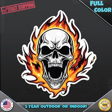 Flaming Flames Screaming Skull JDM Cool Funny Car Vinyl Decal Sticker 309