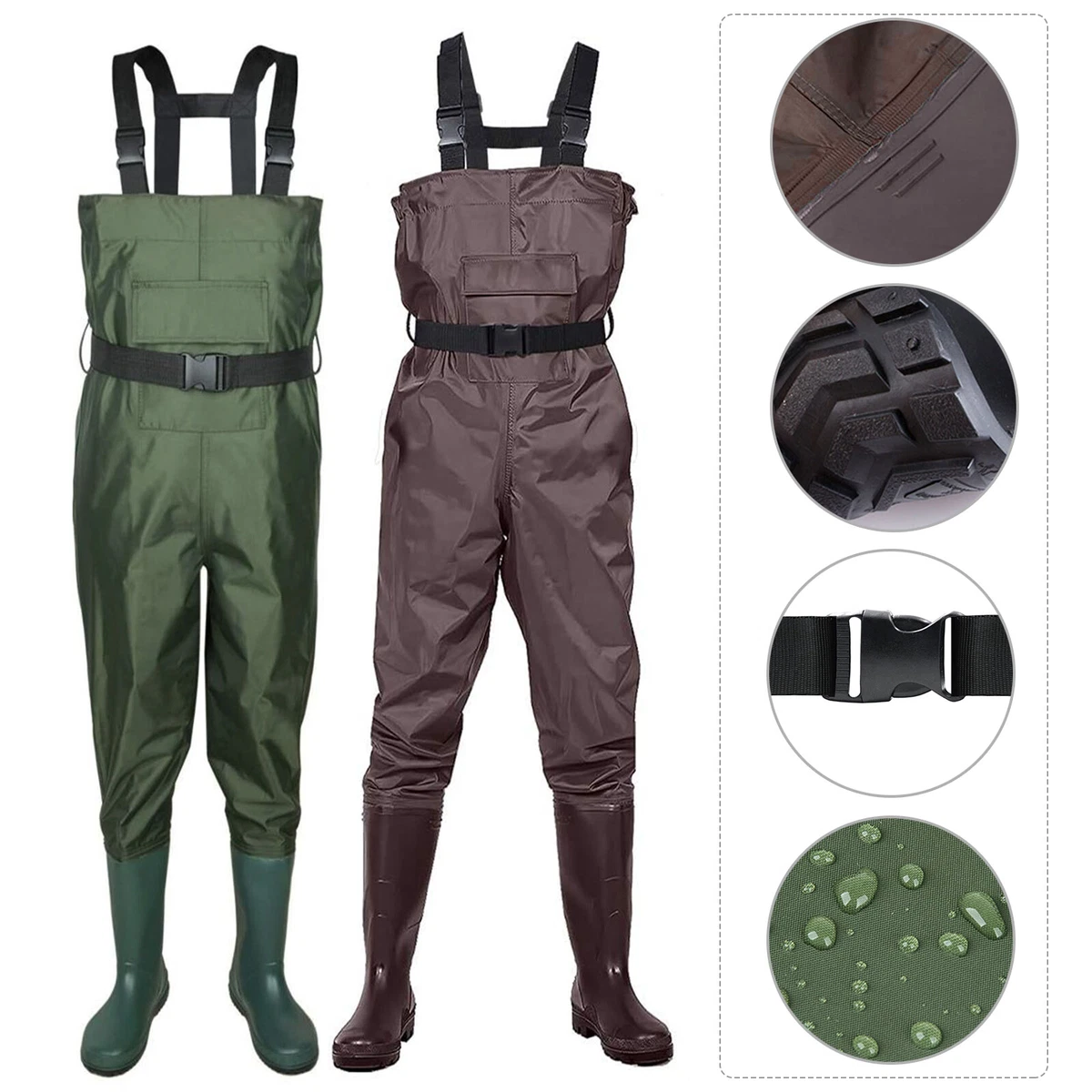 Nylon PVC Chest Waders Fishing Hunting Waders With Non-Slip Boots