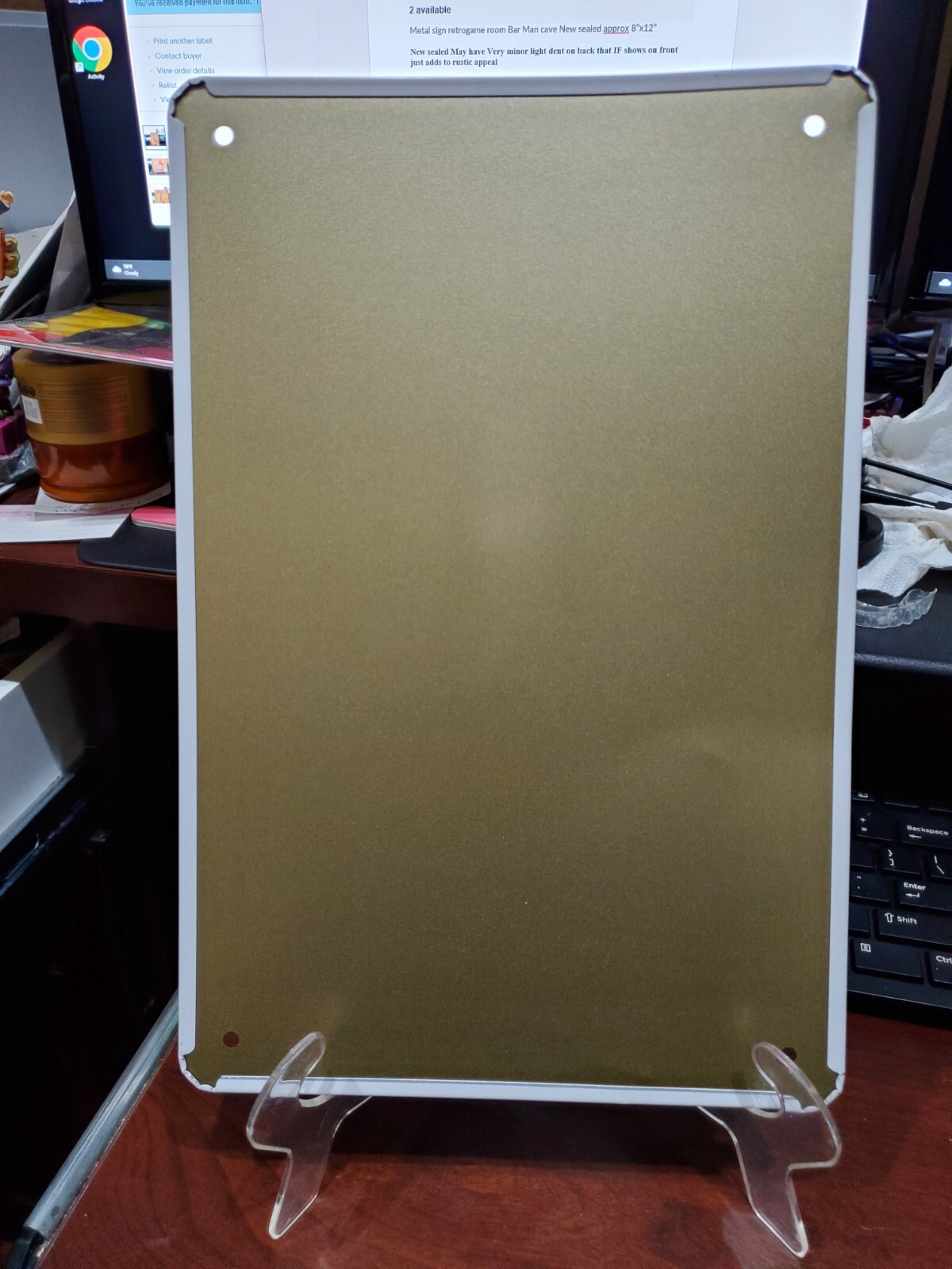 Metal sign retro NICE RACK game room Bar Man cave New sealed approx 8”x12”