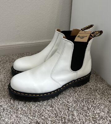 Doc Martens 2976 BEX WHITE SMOOTH LEATHER CHELSEA BOOTS Men’s Size 14  NWT