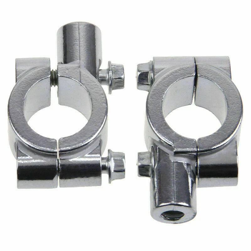 2x Adaptador de Braçadeira Cromado 7/8" Guidão de Motocicleta Espelho Suporte de Rosca 10mm - Imagem 3 de 4