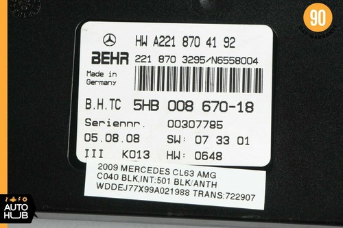 07-14 Mercedes W216 CL63 AMG S550 AC A/C Heater Control Module 2218704192 OEM - Picture 6 of 6