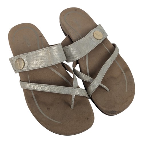 Aetrex Womens Izzy Sparkle Gold Slide Sandals Shoes 9 Medium (B,M) BHFO ...