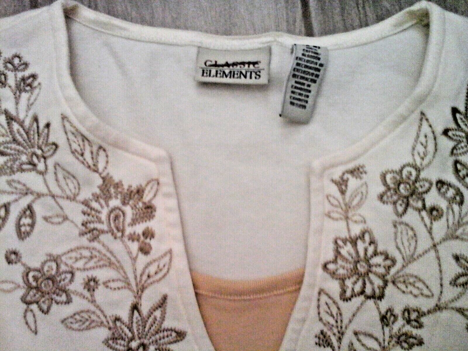 Classic Elements Solid Ivory Embroidered Long Sle… - image 2