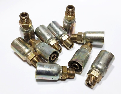 (10) WEATHERHEAD 08U-106 1/2'' Hose ID x 3/8'' Male Pipe Rigid Crimp Fitting COC