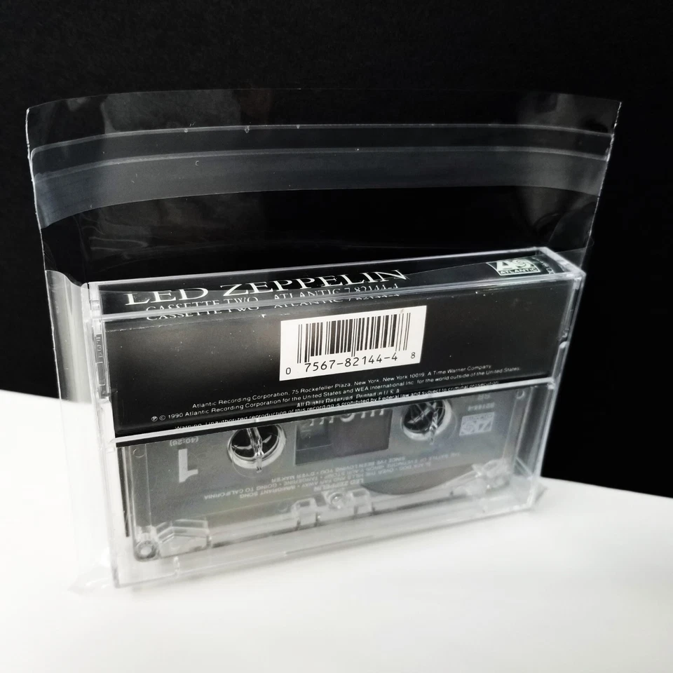 100 Cassette Tape Outer Sleeves 1.6mil Plastic Resealable Clear Poly Bag Covers - Image 2 of 4