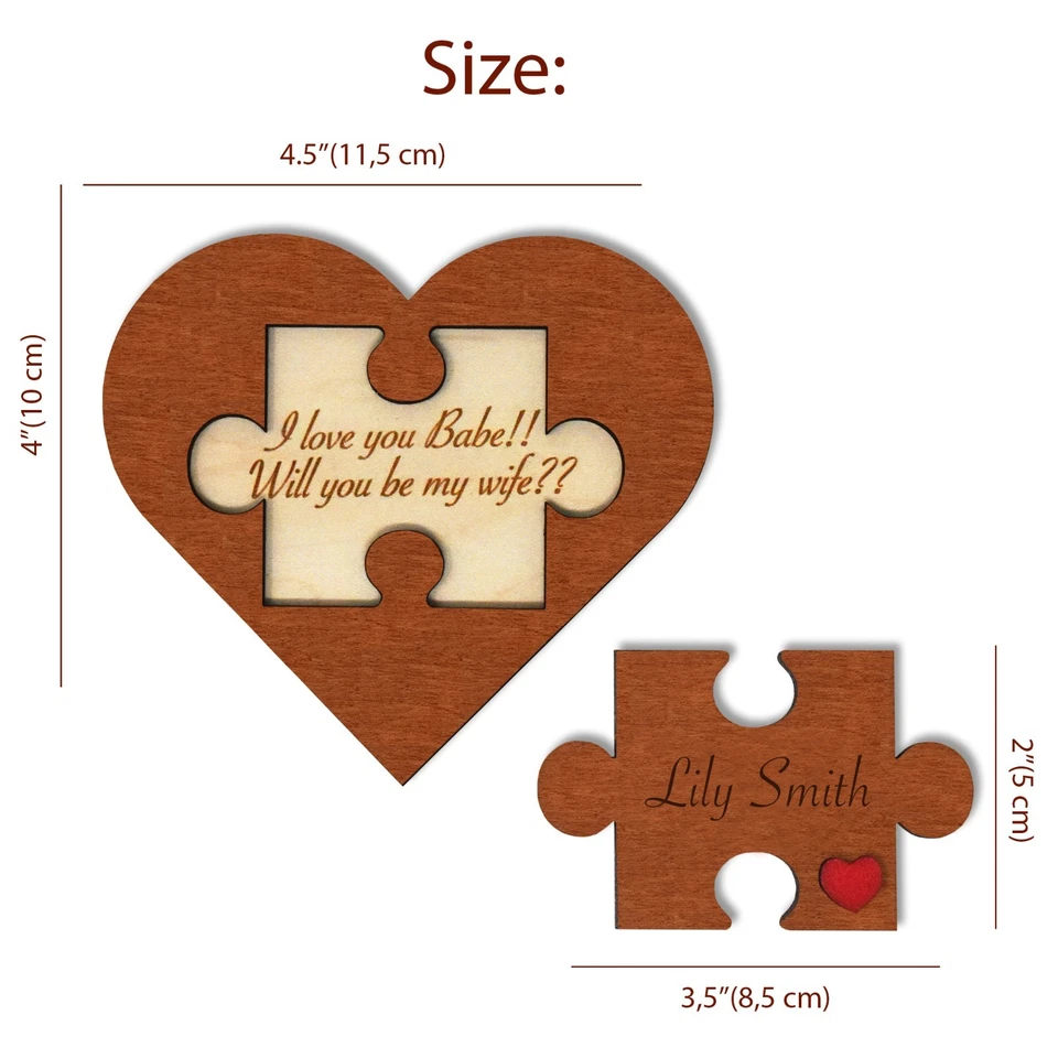 Personalized Will You Marry Me Proposal Puzzle Piece Sign Engraved Name - Image 3 of 4