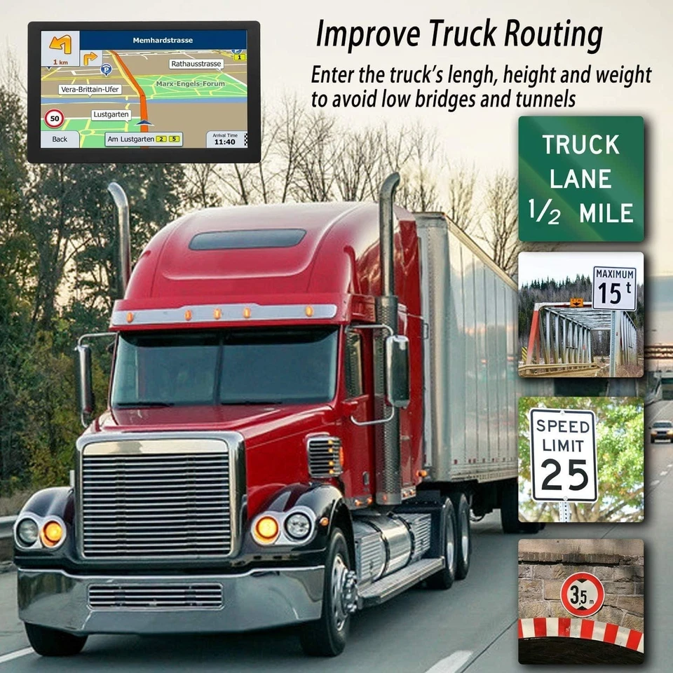 Truck GPS Navigation System 9 Inch Touchscreen Lifetime Maps Voice Alerts - Image 4 of 4
