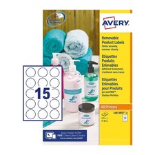 Avery White 51mm Self Adhesive Round Labels - 15 Per Page - 25 Sheets (L4853REV-