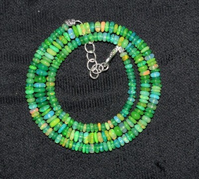 16''Natural Ethiopian Opal Wello Fire Opal Gemstone Bead Necklace AF710