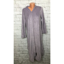 ADONNA Sleepwear Women's S Housecoat Zip Gray Floral Embossed