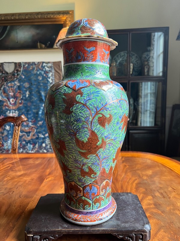 A Rare and Large Chinese Qing Dynasty Clobbered Porcelain Vase.