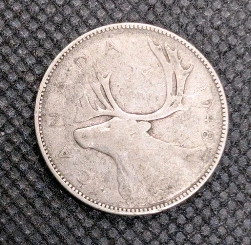 1948 Canada 25 Cents Quarter – 80% Silver – Semi-Key Date Coin