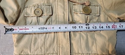 Abercrombie & Fitch Fur Trim Parka Coat XS Y2K Canvas Barn Chore Quilted Jacket - Picture 16 of 19