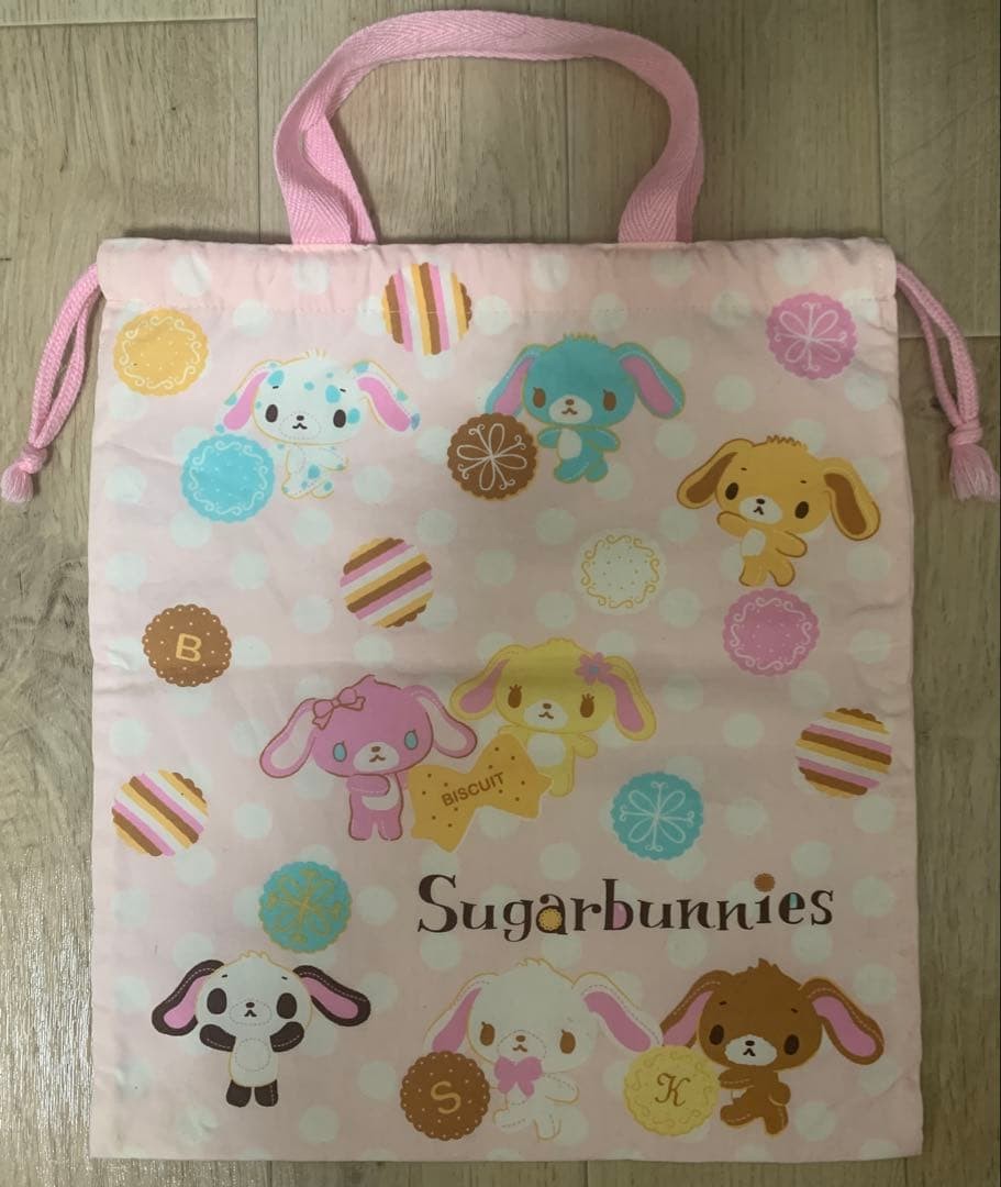 Sanrio Sugar Bunnies Drawstring Bag 32.5cm x 29.5cm Japan Import Used