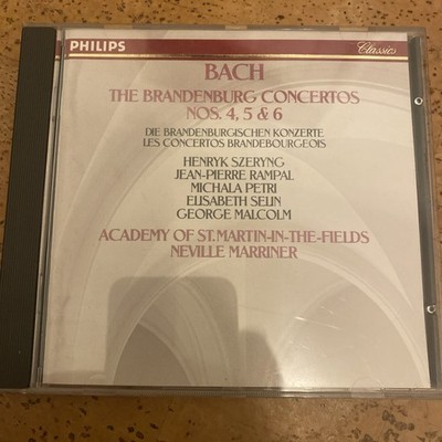 Philips Classics CD Bach Brandenburg Concertos Nos. 4 5 & 6 Neville Marriner Top