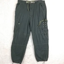 Vtg American Eagle Mens Pants Tech Cargo Jogger Baggy Combat Blue Green 38x32