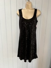 Daisy Shoppe Pullover Sleeveless Sequins Little Black Slip Dress Size S