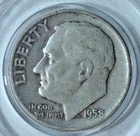 1958 D ROOSEVELT DIME - 90% SILVER - MELT VALUE $ 5.70 each - BCDR 15