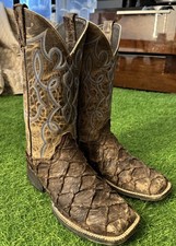 Cavenders Mens Pirarucu Fish Scale Western Cowboy Boots